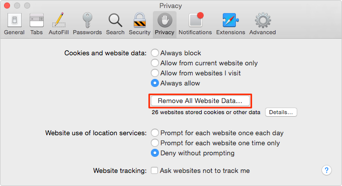 safari remove cookies