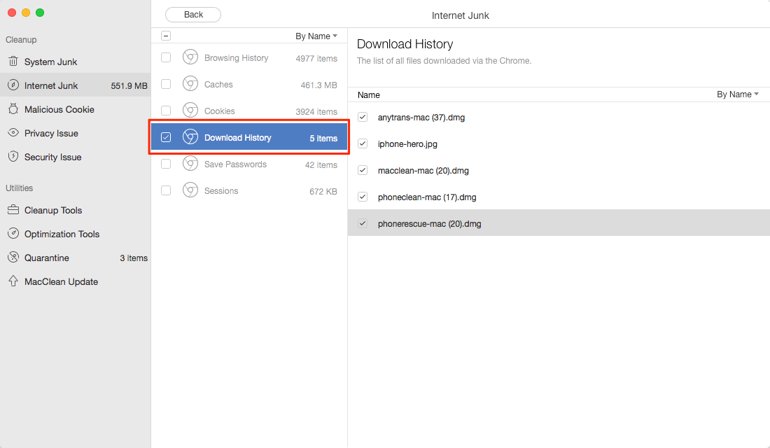 Delete Download History on Mac with MacClean-2