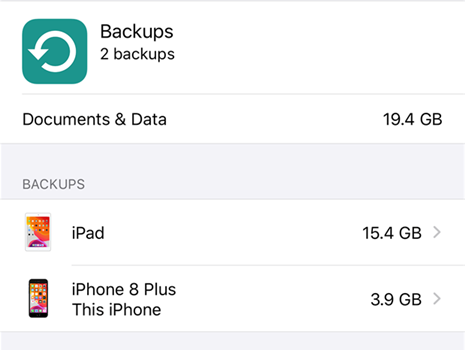 Delete iCloud backups on the iPhone