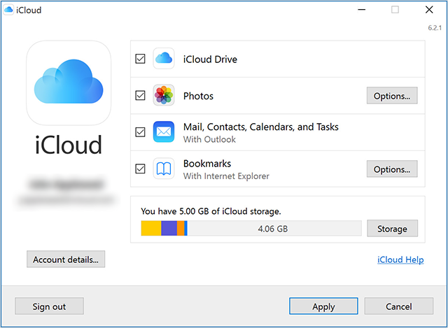 Configure the iCloud app on your PC