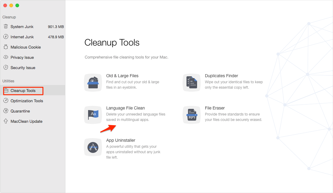 How to Delete Language Files on Mac with MacClean – Step 1
