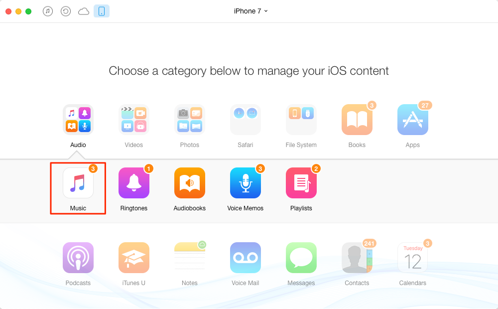 How to Remove Songs from iPhone 7 with AnyTrans – Step 2