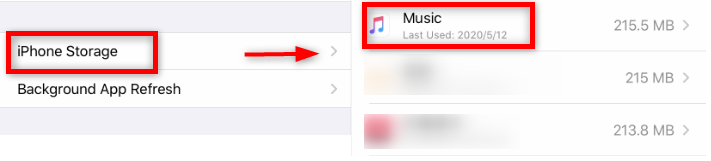 Delete Music from iPhone in Settings
