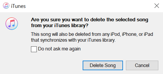 Delete An iTunes Song on PC