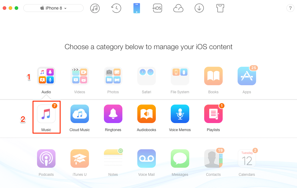 How to Delete Songs from iPhone 8 (Plus)/iPhone X in 1 Click – Step 2
