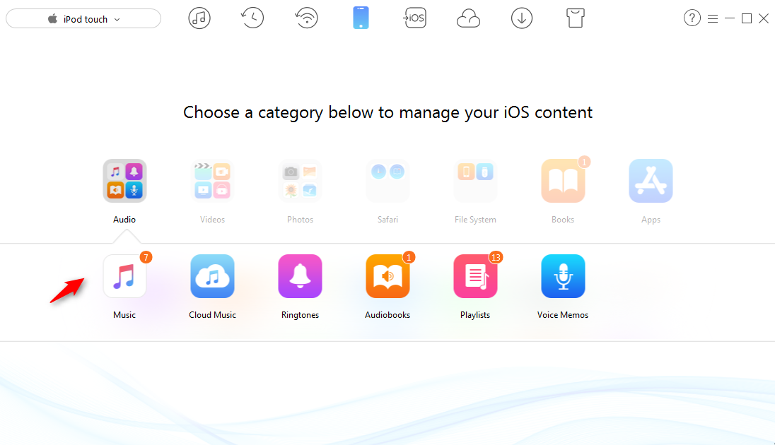 How to Delete Music from iPod/iPod touch with iMobie AnyTrans for iOS – Step 2