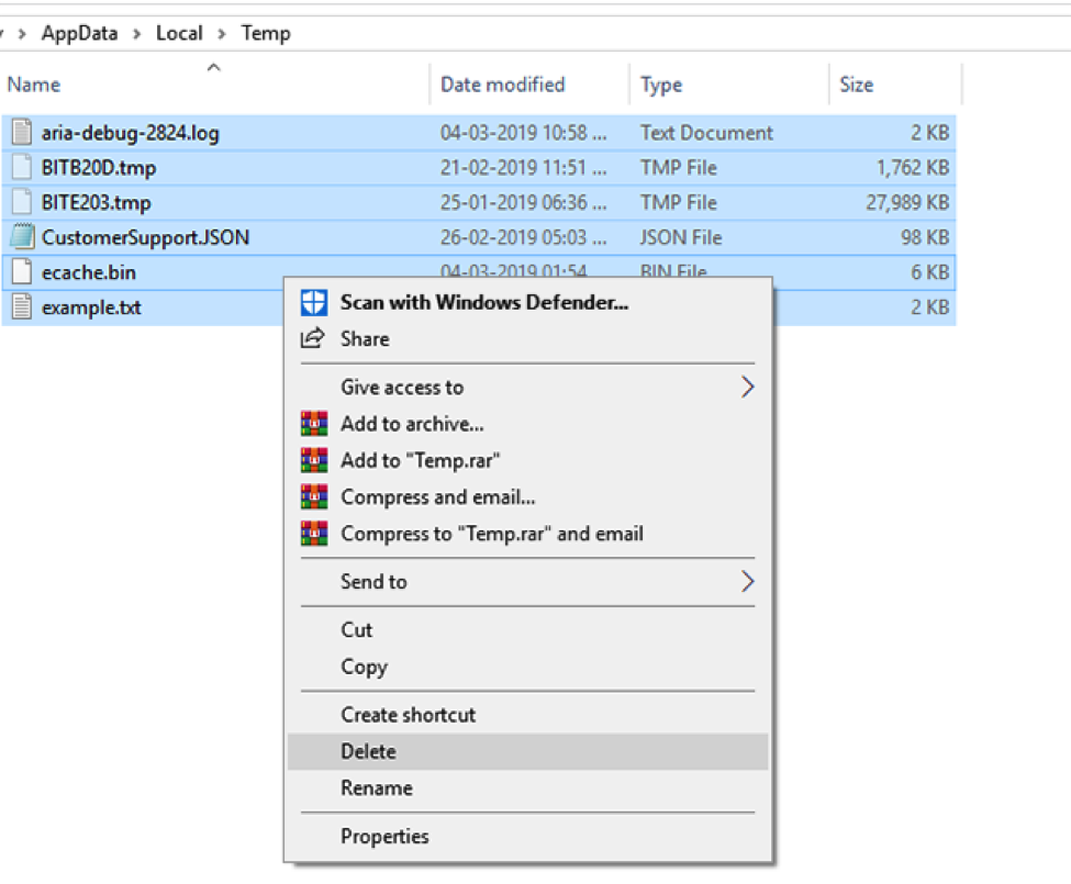 Delete Temp Files on Windows 7 Manually – Step 2