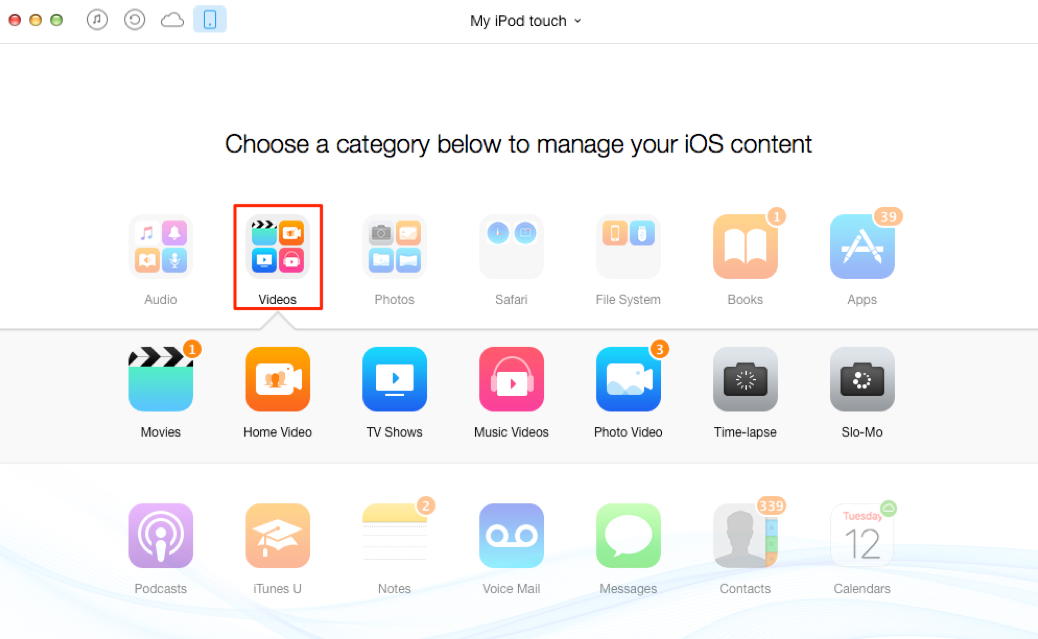 How to Delete Videos from iPod with AnyTrans – Step 2
