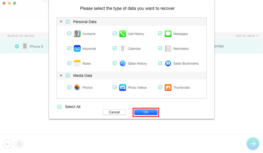 How to Recover Lost Data after Downgraded to iOS 11 – Step 3