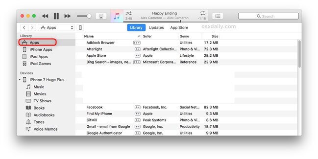 Manage Apps in iTunes 12.6 or older