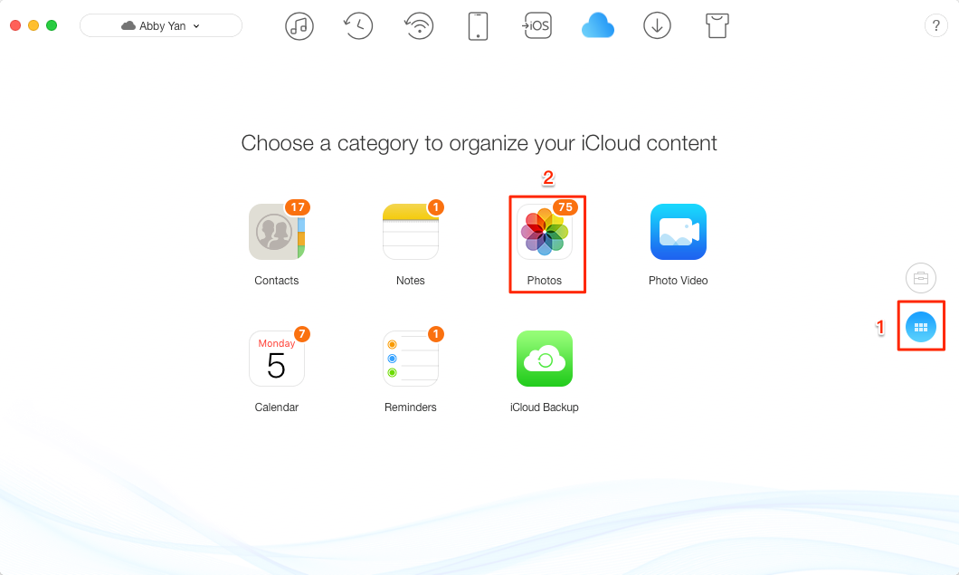 How to Download All Photos from iCloud with AnyTrans for iOS – Step 2