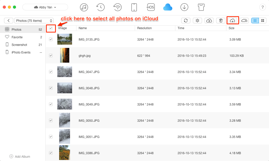 How to Download All Photos from iCloud with AnyTrans for iOS – Step 3