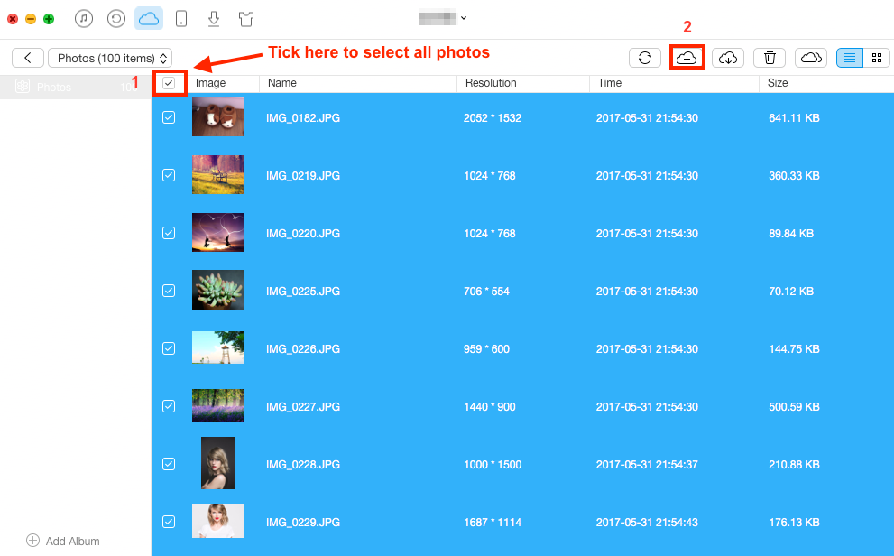 How to Download All Photos from iCloud with AnyTrans – Step 3