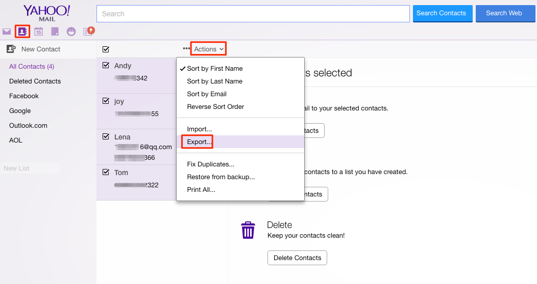 Export Yahoo Contacts to iPhone – Step 1
