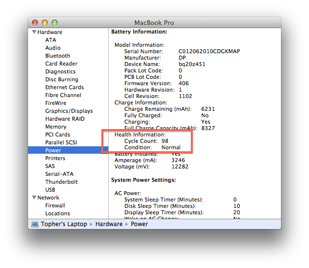 Vérifiez l'état de santé de la batterie sur MacBook Pro de Topher Kessier / CNET "width =" 600