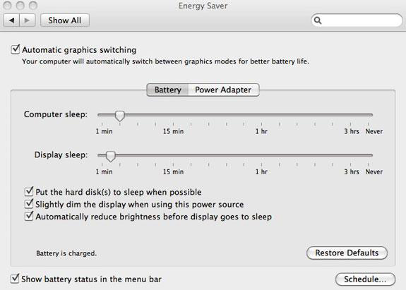 Configurer Energy Saver pour économiser la batterie sur MacBook Pro / Air