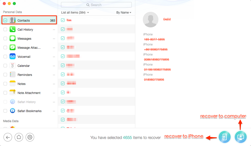 How to Extract Contacts from iPhone - Step 3