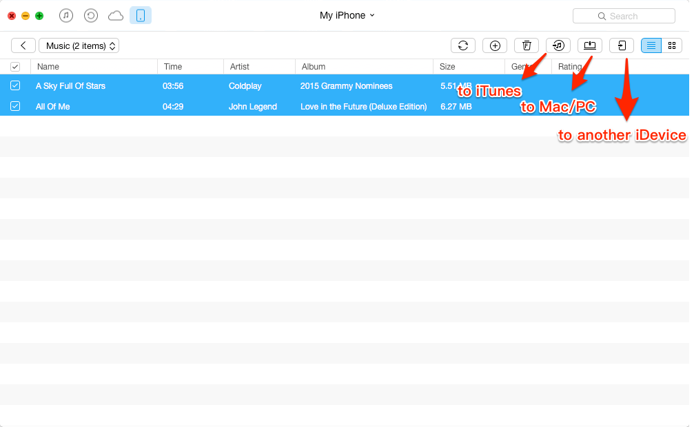Extract Music from iPhone/iPod with AnyTrans – Step 3