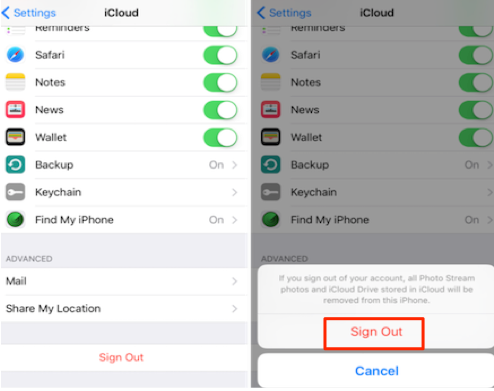 iCloud Backup Could Not Be Completed - Sign Out of iCloud Account