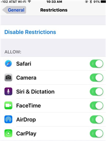 Fix iPhone Camera App Disappeared by Checking Restrictions