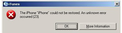 iTunes Error 23