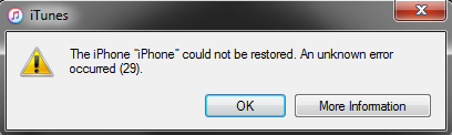 iTunes Error 29