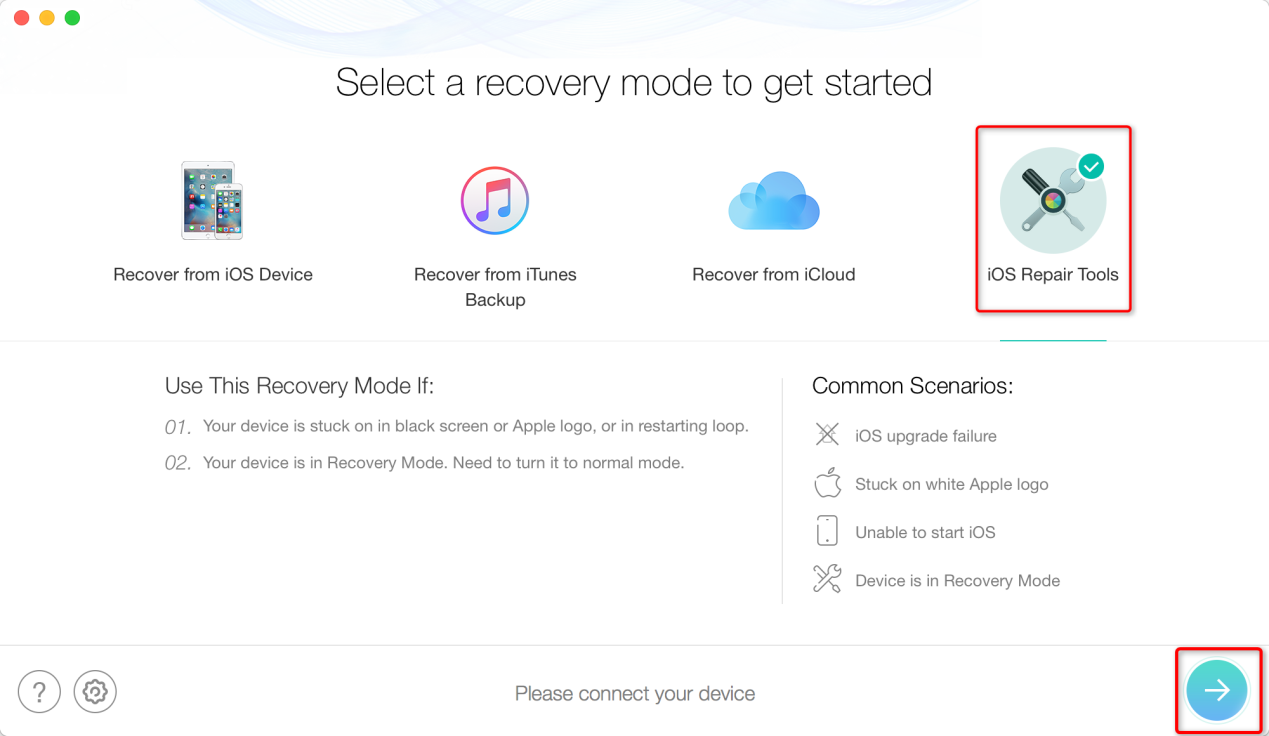 How to Fix iTunes Error 29 by Restoring iOS System via PhoneRescue - Step 2