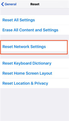 Fix iTunes Error 4013 via Reset Network Settings