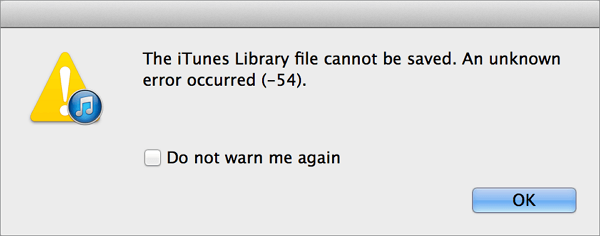 iTunes Error 54 Message