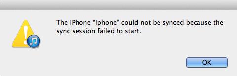 iPhone Sync Session Failed to Start