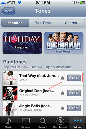 Buy a ringtone – Step 3