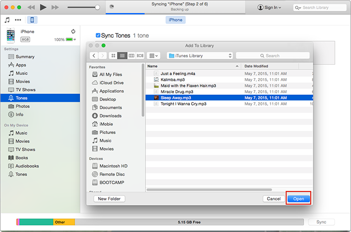 Add the ringtone to iTunes library – Step 4