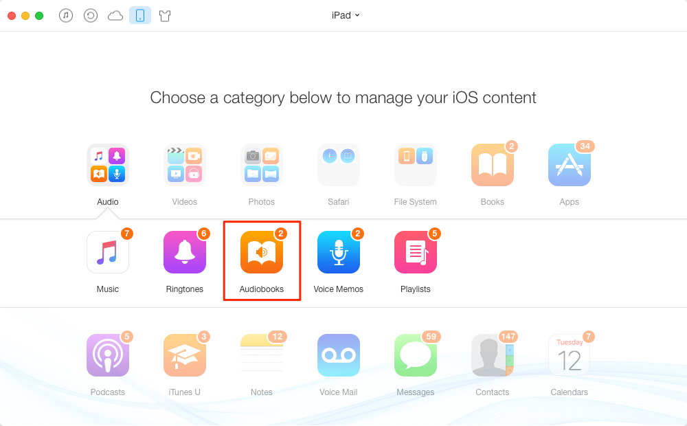 How to Get Audiobooks on iPad with AnyTrans – Step 2