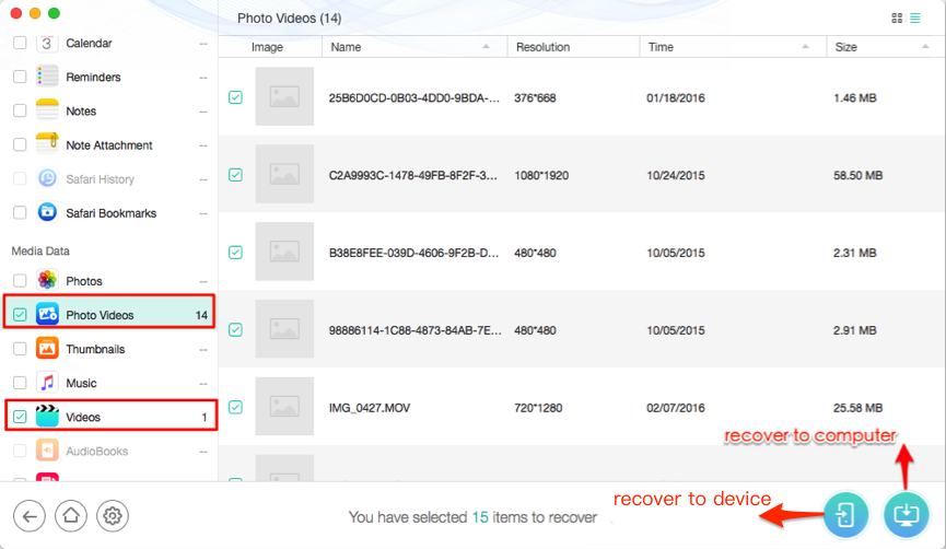 How to Get Back Deleted Videos from iPhone/iPad/iPod – Step 3