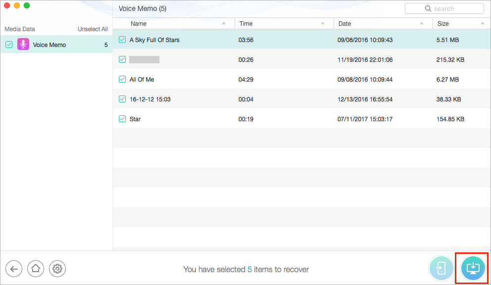How to Get Back Deleted Voice Memos with PhoneRescue - Step 4