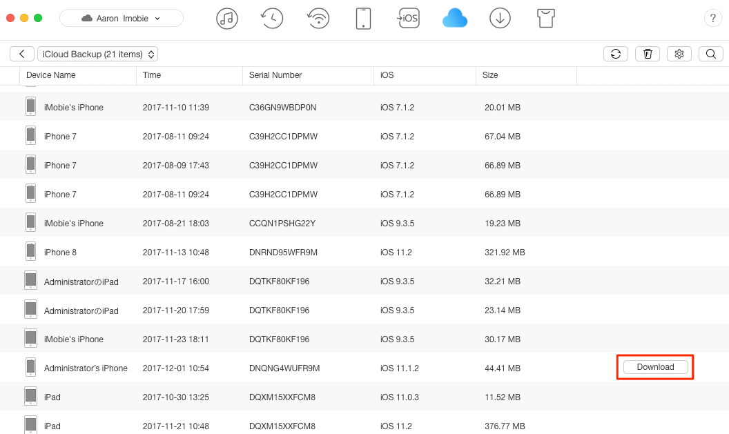 How to Get Backup from iCloud via AnyTrans – Step 3
