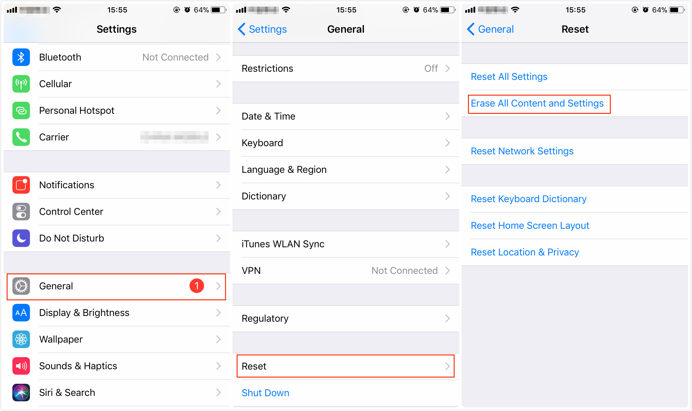 How to Get Backup from iCloud via Resetting Device – Step 1