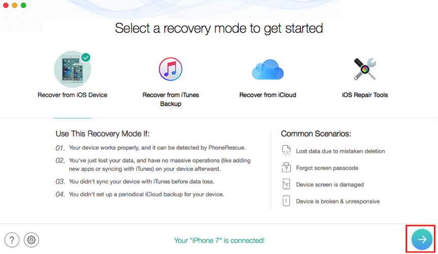 Choose Recover from iOS Device