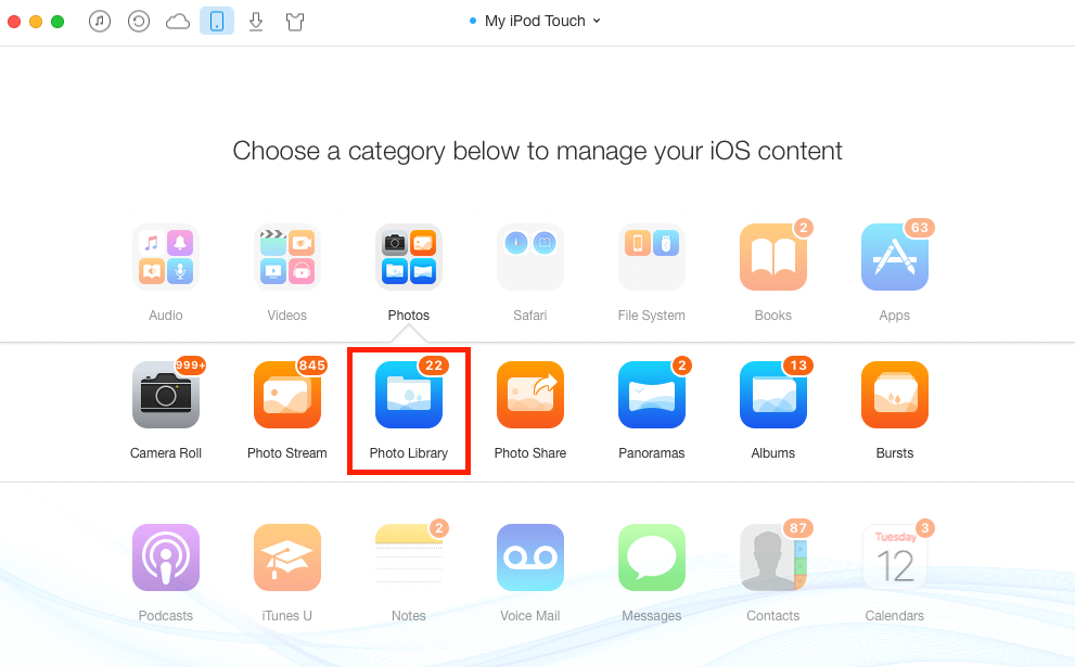 How to Get Photos from iPod to Mac with AnyTrans - Step 2