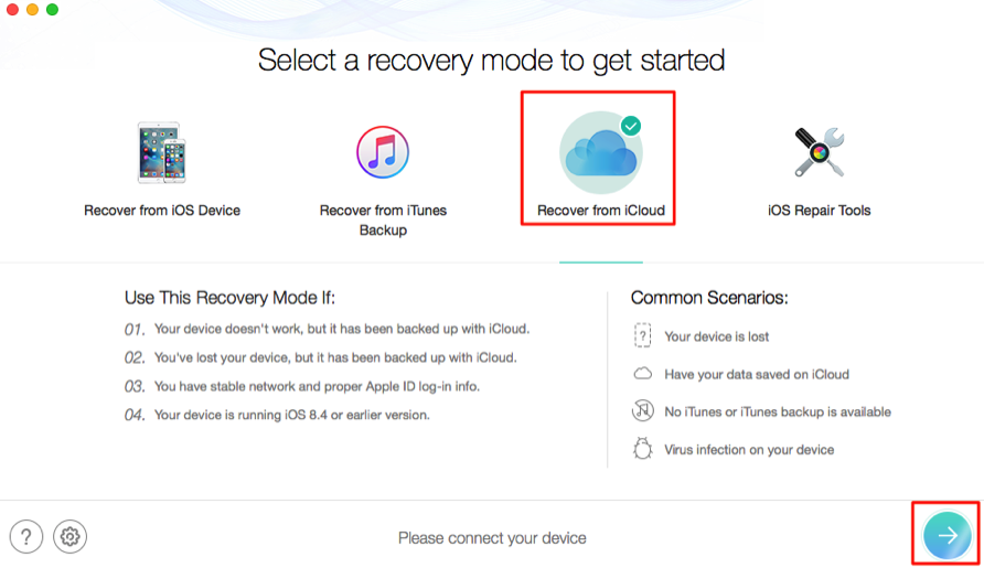 How to Download Pictures from iCloud Backup - Step 1