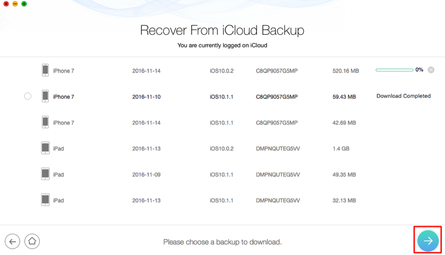 How to Download Pictures from iCloud Backup - Step 2