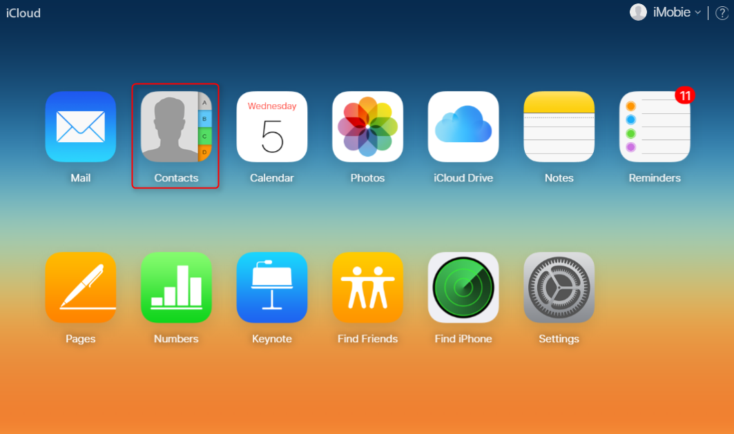 How to Import vCards Flies to iCloud with iCloud.com -Step 1
