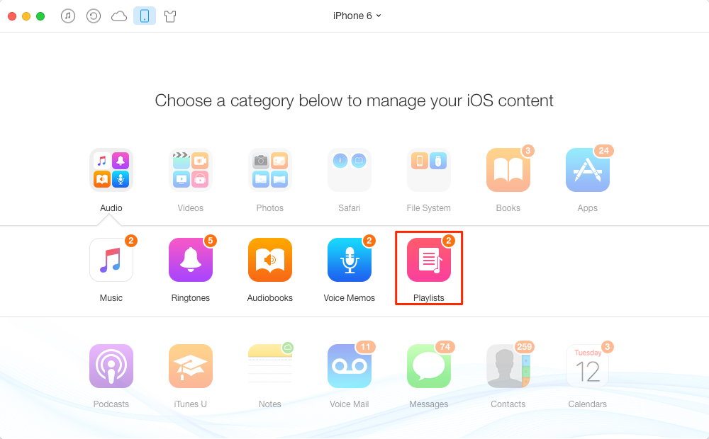 How to Create Playlist on iPhone 6 with AnyTrans – Step 3