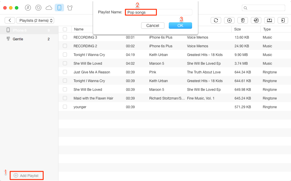 How to Create Playlist on iPhone 6 with AnyTrans – Step 3