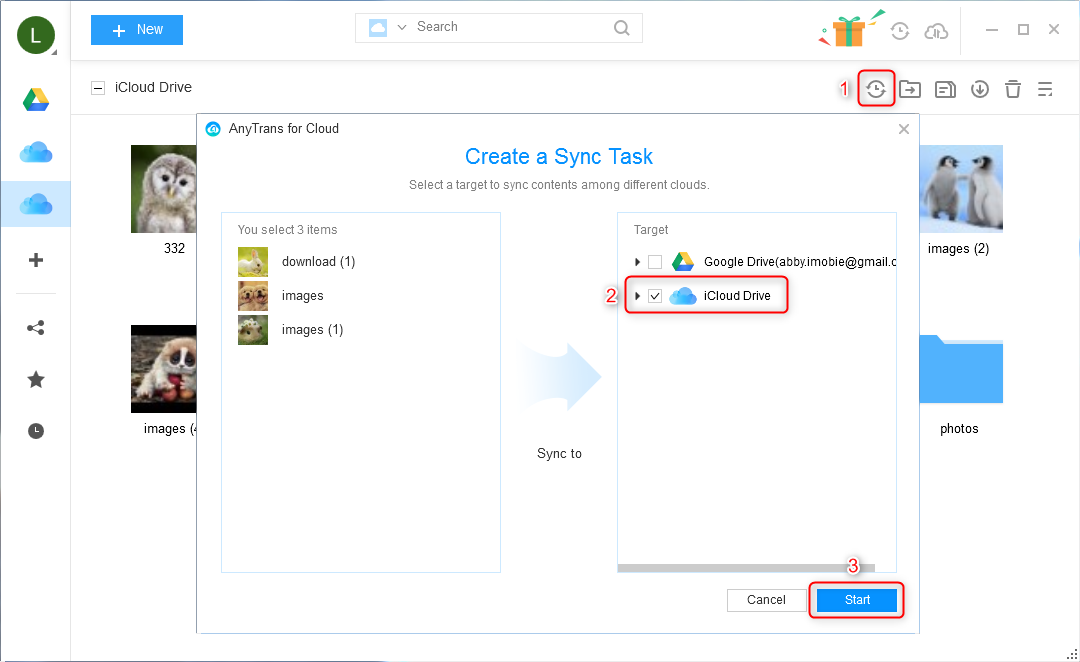 Merge Two Multiple iCloud Accounts via AnyTrans for Cloud – Step 2