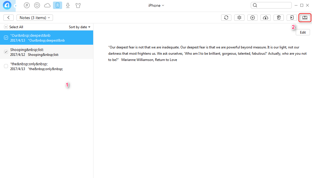 How to Transfer Notes from iPhone to Computer Easily - Step 4