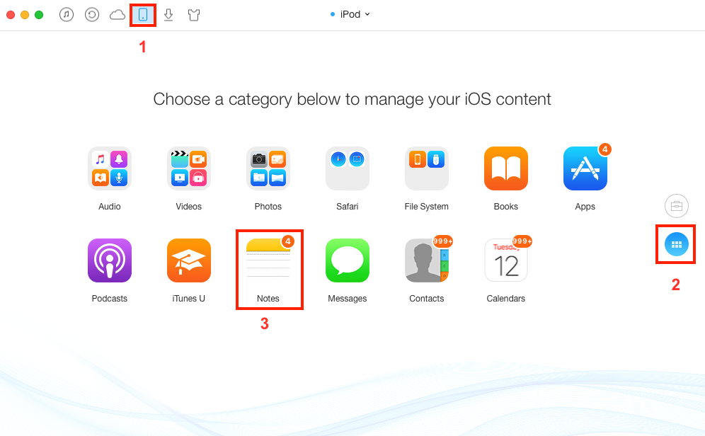 Backup Notes from iDevice to iCloud with AnyTrans - Step 2