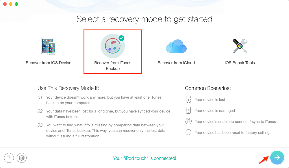 Recover Data from Water Damaged iPhone via iTunes Backup - Step 1