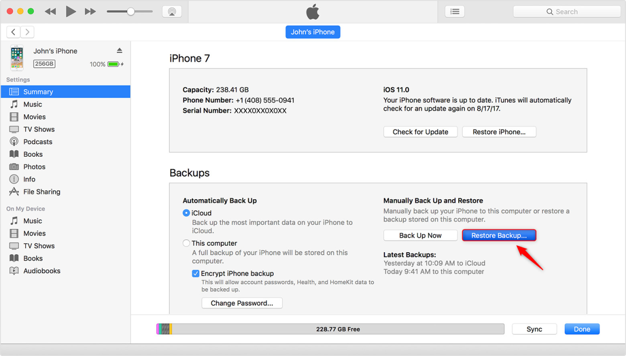 Recover Contact from iPhone 7 (Plus) from iTunes Backup