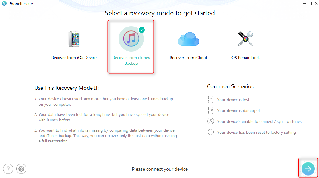 Recover Photos from Broken iPhone via iTunes Backup – Step 1